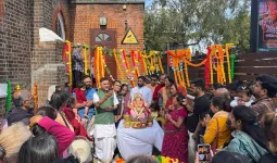 Ganesh Visarjan in a Specially Prepared Artificial Water Pool at Siddhashram, London
