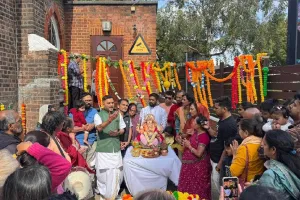 Ganesh Visarjan in a Specially Prepared Artificial Water Pool at Siddhashram, London