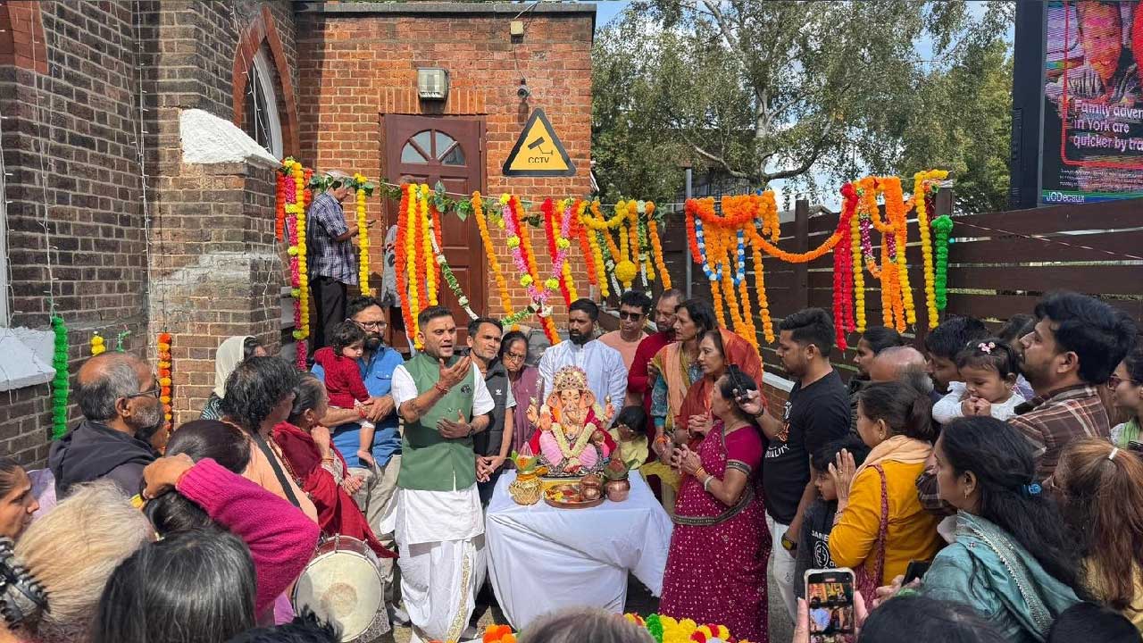 Ganesh Visarjan in a Specially Prepared Artificial Water Pool at Siddhashram, London